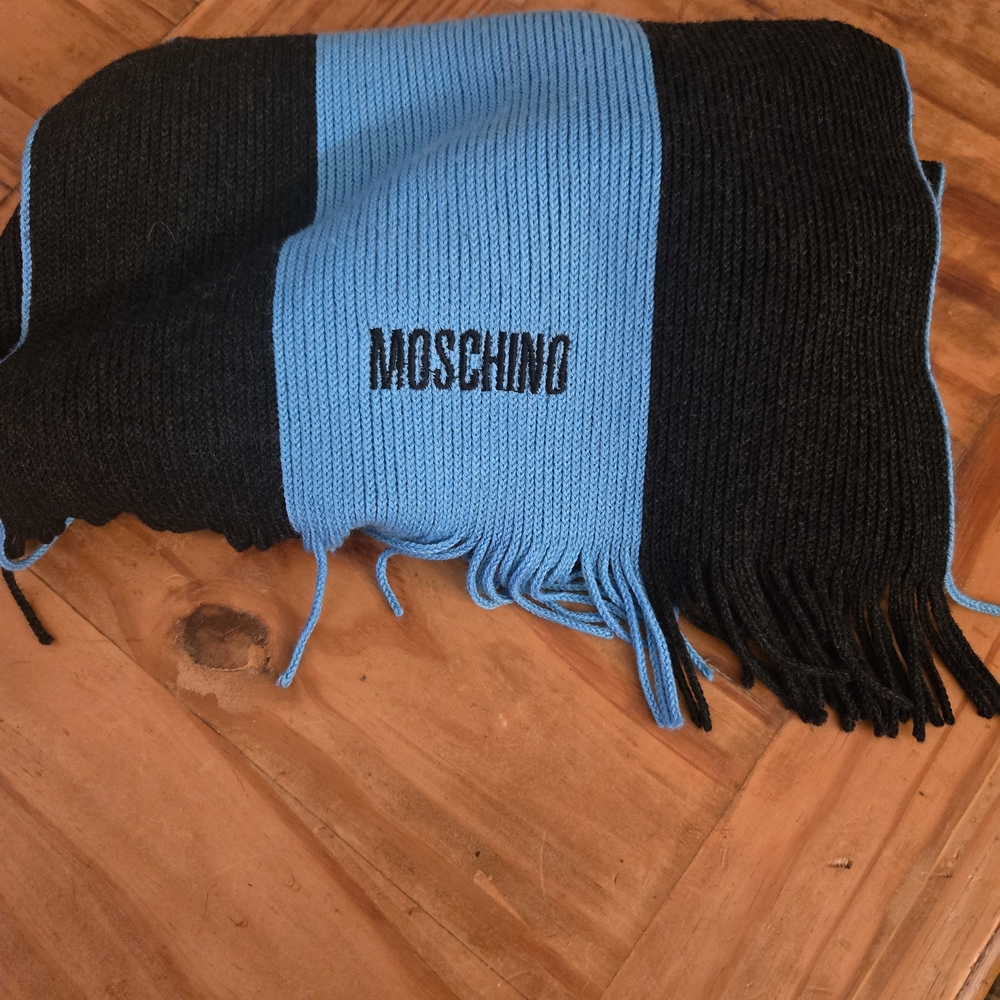 Moschino Two-Tone Black and Blue Scarf